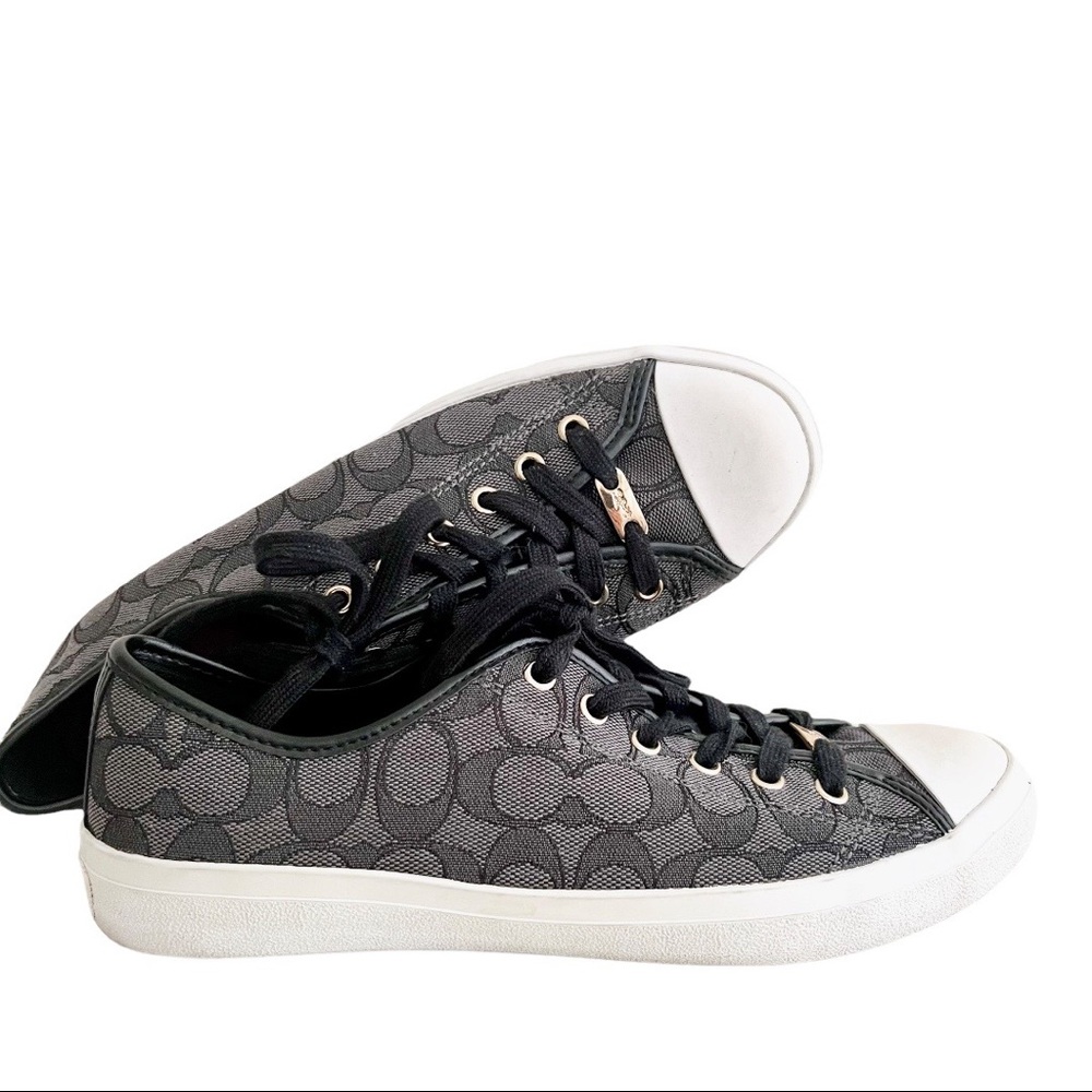 Coach Empire Black Smoke Low Top Signature Lace Sneakers Size 10